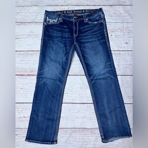 Women’s Rock Revival Iselin Easy Ankle Skinny Jeans Size 33 X 28 1/2 Bling